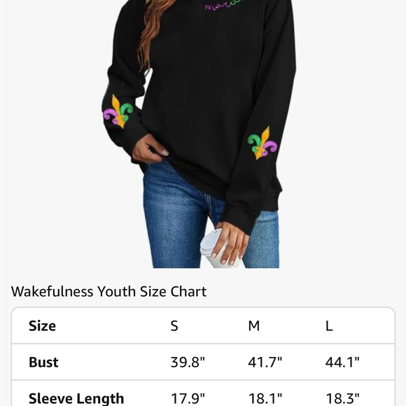 Women’s Mardi Gras Long Sleeve Crewneck Pullover - Picture 4 of 5
